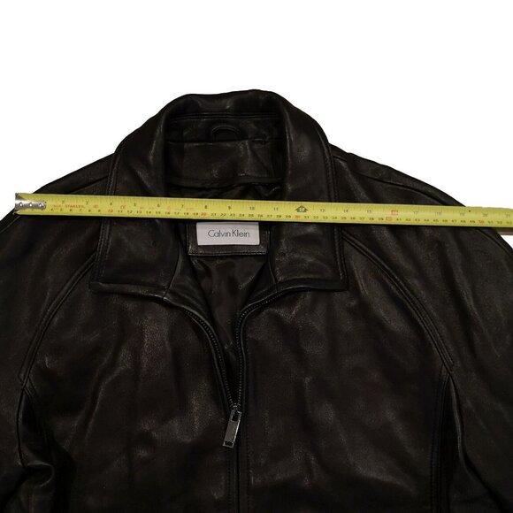 Vintage Y2K Calvin Klein Buttery Black Soft Leather Bomber Jacket Coat 90s XL - Picture 9 of 16